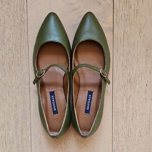 Margaux Olive Green Mary Jane Flats